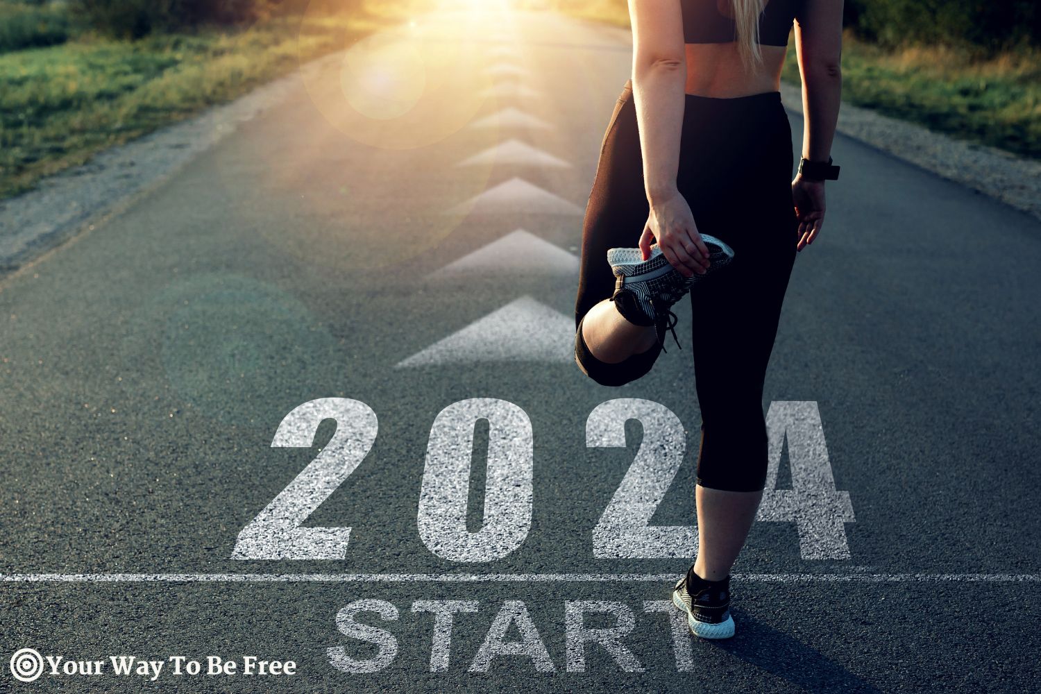 New Year 2024 resolutions with new ambitions, challenge, plans, goals and visions.Sports girl who wants to start the year 2024. Concept of new professional achievements in the new year and success.