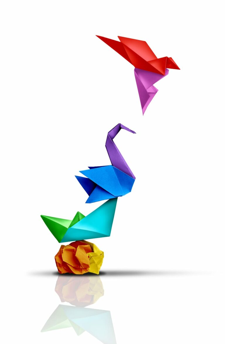 coloured swan origamis
